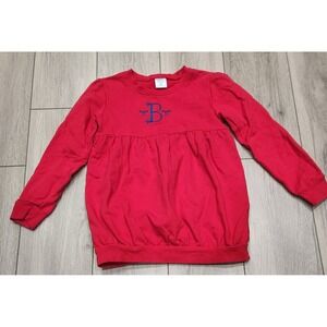 ARB Blanks Girls Red Long Sleeve Cotton Dress Top Sweatshirt Monogram B Size 10